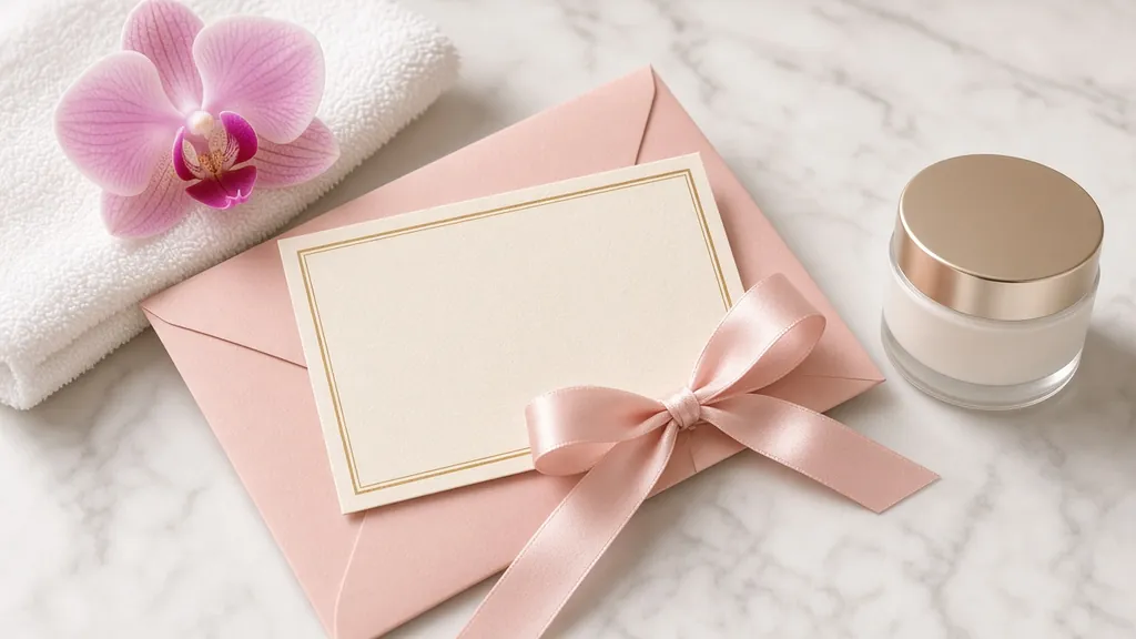Certificat-cadeau du salon d'esthétique Isabelle à Mercier, dans son enveloppe rose