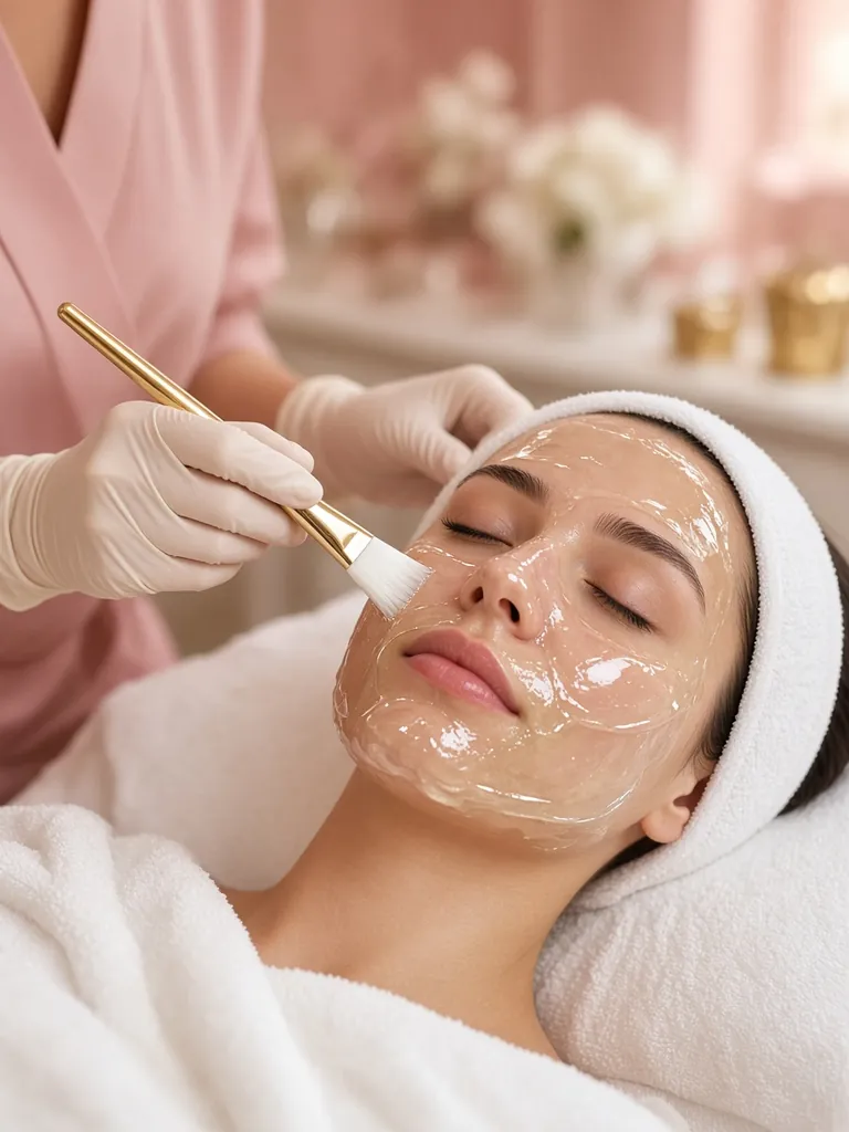 Soin « Éclat express » à Mercier : masque gel hydratant appliqué au pinceau